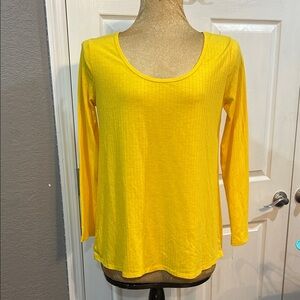 LuLaRoe Ribbed Scoop Neck Long Sleeve Top - Bright Yellow
